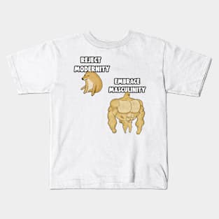 Reject Modernity Embrace Masculinity Meme Kids T-Shirt